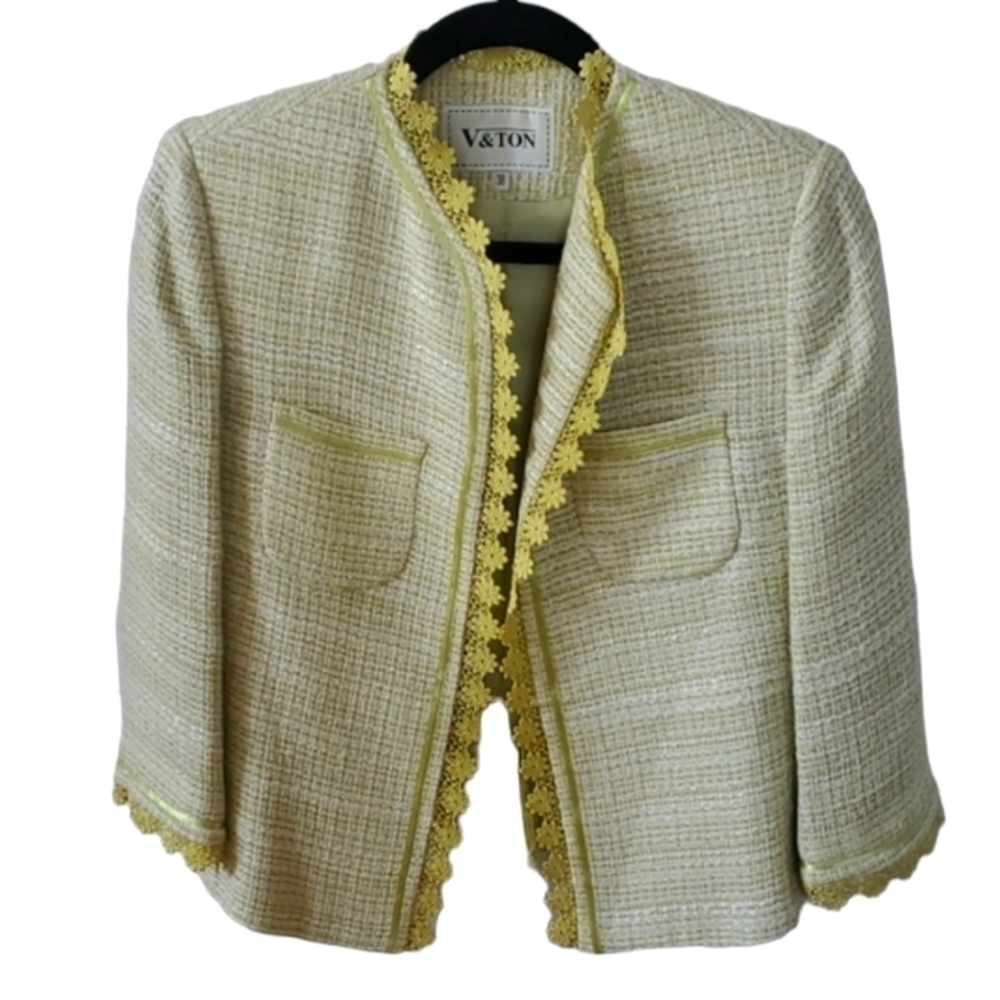 Women's Retro cropped blazer, light green